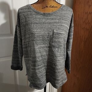 Columbia 3/4 Sleeve Pullover Heathered Grey Sweater Women's Large L Pocket EUC